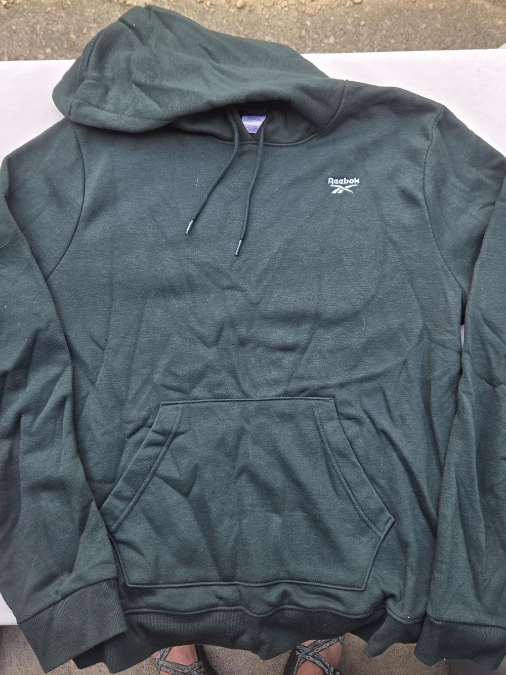Reebok Forest Green Pullover Hoodie with Small Logo